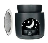 Brûleur d'encens à deux brûleurs, avec tamis d'encens et diffuseur d'huile en céramique - Anthracite - Diffuseur de cire parfumée - Brûleur à herbes aromatiques (splendeur d'étoiles)