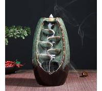 Brûleur D'Encens À Reflux Céramique, Effet Cascade De Fumée Porte-Cône avec Attrape-Cendres pour Méditation Yoga Décoration Maison Bureau Zen(G)