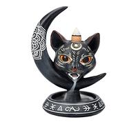 Brûleur d'encens à reflux chat mystique avec lune | Porte-encens cascade gothique