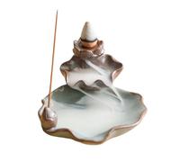 Brûleur d'Encens à Reflux en Céramique Porte-Encens Lotus à Refoulement Cascade Encensoir Bouddhiste Vintage Porte-cône d'encens à Contre-Courant Support Bâtonnets Encens Zen Décor de Chambre Bureau