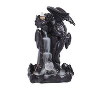 Brûleur d'encens à Reflux, Fontaine a Encens en Céramique, Brûle-encens à Refoulement, Dragon Forme Porte-encens Ornement avec 10 cônes d'encens, pour Maison Bureau Chambre à Coucher Yoga(LED)