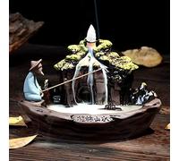 Brûleur d'encens à refoulement de paysage avec cône d'encens à refoulement de 20 pièces, brûleur de support de cône d'encens à refoulement en céramique pour la maison