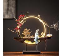 Brûleur d'encens à refoulement en céramique en forme de cascade - Décoration d'intérieur - Livre rouge