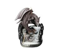 Brûleur d'encens à refoulement en céramique en forme de cascade - Dragon noir - Diffuseur d'arômes de fumée mystique pour la maison, le bureau, la méditation (ptérosaure noir)