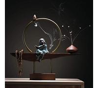 Brûleur d'encens à refoulement en céramique fait à la main avec 30 cônes, décoration d'intérieur unique pour yoga et méditation, 40 x 8 x 35 cm