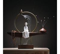 Brûleur d'encens à refoulement fait à la main en céramique avec 30 cônes d'encens pour décoration d'intérieur, yoga et méditation - 40 x 8 x 35 cm