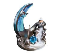 Brûleur D'encens avec Effet Cascade Et Écoulement Inversé - Brûleur Encens Diffuseur Forme de Lune - Fontaine à Encens Céramique Cascade,pour Intérieur Maison Bureau Table