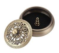 Brûleur d'encens, bol de plateau de receveur de cendres de fleurs sculptées creuses en cuivre avec support de bâton d'encens avec ignifuge pour la purification de l'air, décoration de la maison