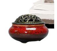Brûleur d'encens - Brûleur d'encens en céramique avec couvercle, décoration zen chinoise, décoration d'intérieur pour yoga et spa