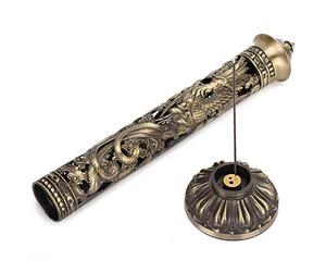 Brûleur d'encens, Brûleurs d'Encens en Bâton,BrûLeurs D'Encenss Bronze,Porte-encens Bronze Dragon Phoenix Sculpture Brûleurs de Bâton d'encenss,Encensoir Ton Vertical, 28cm