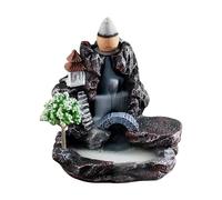 Brûleur d'encens cascade en céramique - Fontaine cascade avec fumée à refoulement, support de cône, plateau en bois de santal, décoration zen, pot d'aromathérapie relaxant, brûleur pour m