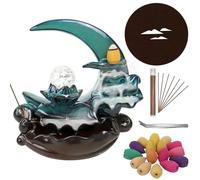 Brûleur d'encens Cascade, Porte encens a refoulement avec 100 cônes d'encens + 30 bâtonnets, Bruleur encens Fontaine pour la Maison, Bureau, Aromathérapie, Décoration