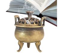 Brûleur d'encens - Cône d'encens en métal antique avec couvercle, ornement d'aromathérapie avec récupérateur de cendres, accessoire de méditation, outil de décoration d'intérieur pour yoga, méditation
