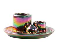 Brûleur D'encens en Céramique avec Porte-encens Sauge | Cendrier Décoratif 3 en 1 pour Santo, Bâtons D'encens Et Bougies | Décoration Colorée pour Les Salles De Méditation Et De Yoga | Accessoire