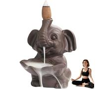 Brûleur d'encens en céramique en Forme d'éléphant, brûleur à Cascade pour cônes d'encens à Reflux, Statue d'éléphant en céramique, décoration d'intérieur pour l'aromathérapie (1)