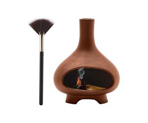 Brûleur D'Encens en Céramique Fait à la Main, Bol de Cheminée pour Bâtons de Sauge avec Brosse