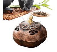 Brûleur d'encens en de zinc et bois de santal - Encensoir rustique et élégant, aromathérapie de bureau pour spa, méditation, yoga, studio, chambre à coucher, décoration d'intérieur