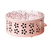 Brûleur d'encens en fer portable avec poignée pour moucheron et encens - Fabriqué pour un transport sûr et facile (rose)