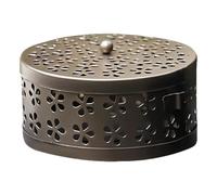 Brûleur d'encens en fer, porte-assiette, boîte d'encens en bois de santal, avec une poignée, pour bobines de moucheron, pour un usage domestique, 13,5 x 5 cm (cuivre)