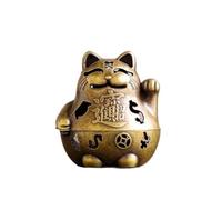 Brûleur d'encens en forme de chat porte-bonheur - Décoration Feng Shui dorée - Bonne chance avec symboles de prospérité - Convient pour la maison et le bureau - Accessoire de méditation idéal