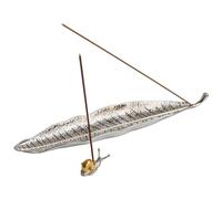 Brûleur d'encens en Forme de Feuille et d'escargot, Porte-encens pour Salle de méditation, Yoga, Maison, Bureau (argenté)