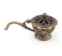 Brûleur d'encens en forme de lotus - Décoration d'intérieur - Petit brûleur d'encens rétro en alliage de cuivre avec couvercle - Bronze