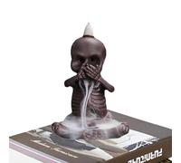 Brûleur d'encens en forme de tête de mort en cascade - Porte-encens à refoulement de 18 cm, décoration d'aromathérapie en forme de crâne, rehausseur d'humeur | Présentoir parfumé de méditation pour