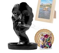 Brûleur d'encens en forme de visage | Porte-encens en céramique - Statue de femme dans les mains - Porte-encens à refoulement en cascade pour bâtons et cônes