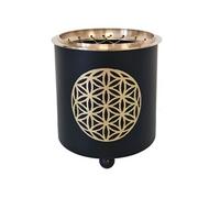 Brûleur d'encens en laiton Fleur de Vie - Hauteur 9.5 cm - Diamètre 8 cm