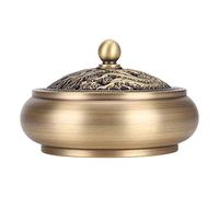 Brûleur D'encens en Laiton, Porte-encens à Motif de Dragon Vintage avec Porte-bâton D'encens à la Main en Porcelaine pour la Décoration de la Maison 2,4 X 3,5 X 2,6 Pouces