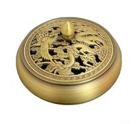 Brûleur d'encens en laiton pour aromathérapie et purification de l'air, 9 cm de diamètre, support décoratif en bois d'agar avec couvercle creux, ornement artisanal en cuivre pour méditation et salle
