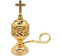 Brûleur d'encens en métal avec croix, aromathérapie, décoration d'église grecque orthodoxe (#1)