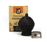 Brûleur d'encens en Terre Cuite - Couleur Noire - Idéal pour brûler des Grains, des cônes et du Charbon de Bois - Fabriqué à la Main