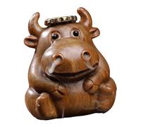 Brûleur d'encens exquis en bois à refoulement sculpté, statue de vache hippopotame, ornement, porte-cône