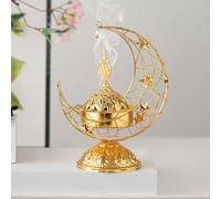 Brûleur d'encens grec en métal antique arabe pour aromathérapie, yoga, spa, décoration d'intérieur (doré)
