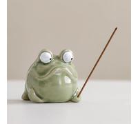 Brûleur d'encens grenouille en céramique avec design unique, support d'encens décoratif pour la maison, l'espace de méditation