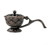 Brûleur d'encens Lotus en alliage de bronze avec poignée pour une utilisation dans le bureau, la chambre, la salle de yoga et le bureau pour améliorer l'ambiance avec fonction de circulation de l'air