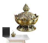 Brûleur d'encens Lotus en alliage - Support pour cônes de huit trésors | Aromathérapie | Décoration esthétique de bureau pour la maison, le bureau, la méditation, le yoga, la purification de l'air