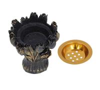 Brûleur d'encens Lotus Noir, Porte-encens pour bâtons, Porte-bâton d'encens Lotus avec cendrier Amovible (Style 1)