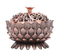 Brûleur d'Encens Lotus, Porte-Encens en Forme de Cône en Alliage de Zinc Lotus Vintage Support de Cône de Refoulement de Bouddha en Cuivre Tibétain, Porte-Bâton d'Encens 7 × 5 cm(Cuivre)