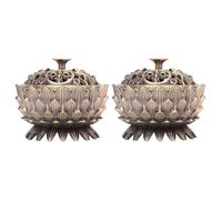 Brûleur d'Encens Lotus, Porte-Encens en Forme de Cône en Alliage de Zinc Lotus Vintage Support de Cône de Refoulement de Bouddha en Cuivre Tibétain, Porte-Bâton d'Encens 7×5 cm (Bronze*2)