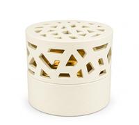 Brûleur d'encens moderne en résine Bakhour avec couvercle - Brûleur rond décoratif pour Oud, Bakhour et résine - Blanc, noir ou marron - Porte-charbon avec découpe - Cadeau et décoration d'intérieur