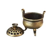 Brûleur d'encens. Porte-alliage de zinc de style chinois. En forme de bol. Livré avec un couvercle à l'épreuve du vent. Parfait pour le maïs, le charbon de bois et l'encens de rouleau. Décoration du b