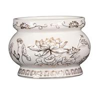 Brûleur d'encens Smudge Pot - Bol de Lotus en céramique Blanche élégante de 4 Pouces, Porte-encens décoratif en Relief pour la Maison, Le Yoga, la méditation