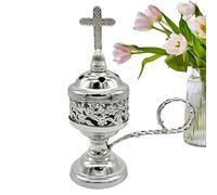 Brûleur d'encens, support décoratif avec croix, brûleur d'encens arabe, machine d'aromathérapie, porte-encens musulman, brûleur d'église en métal, brûleur d'aromathérapie Smudging, brûleur pour