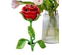 Brûleur d'encens - Support en métal en forme de rose romantique - Profil complexe en filigrane - 11 x 7 x 15,3 cm - Cadre robuste en de zinc - Bac récupérateur de cendres amovible - Pour