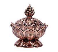 Brûleur d'encens Vintage Backflow Smoke, Lotus Stick Cone Encens Holder 6.9 x 7cm, Aromathérapie Ornament Home Decor, Bronze/Red Bronze (facultatif)(Bronze Rouge Petit)