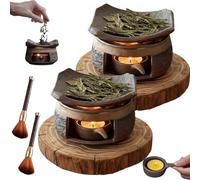 Brûleur D'herbes en Cèdre Et Zen, Brûleur D'huiles Essentielles Et Chauffe-Cire en Céramique Artisanale, Diffuseur De Palo Santo avec Porte-Bougie Chauffe-Plat, Méditation, Relaxation
