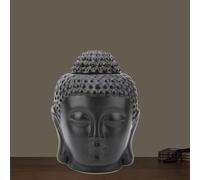 Brûleur d'huile essentielle en forme de tête de bouddha noir Porte-bougie diffuseur d'encens