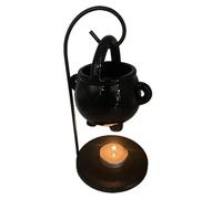 Brûleur d'huiles essentielles, diffuseur d'arômes pour bougies, pot en fonte noire, chauffe- compact, ornement décoratif du chaudron des sorcières